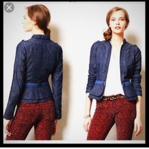 Anthropologie Navy Blue Denim Jacket